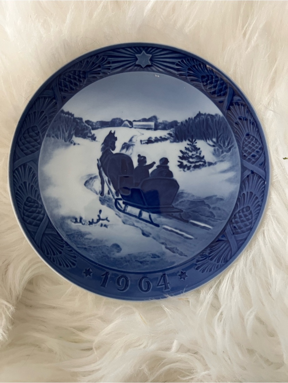 Royal Copenhagen Blue and White Winter Sleigh Plate